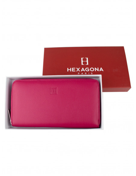 Dámská velká kožená peněženka na zip Hexagona