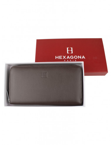 Dámská velká kožená peněženka na zip Hexagona