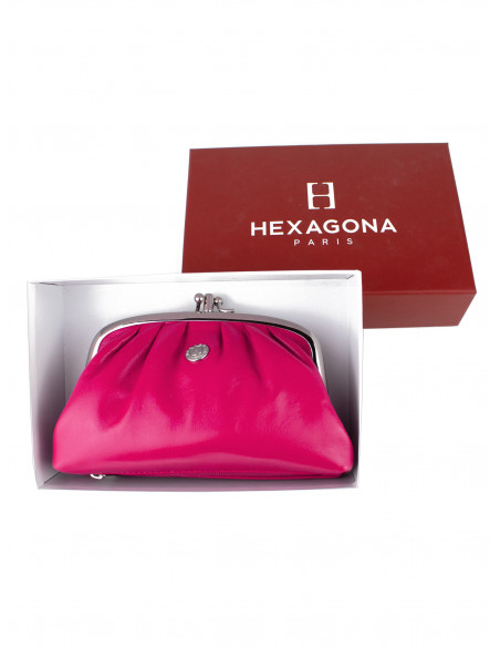 Dámská menší kožená peněženka/kosmetická taška Hexagona s kovovým zapínáním