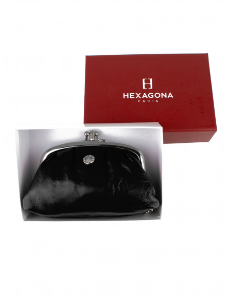 Dámská menší kožená peněženka/kosmetická taška Hexagona s kovovým zapínáním