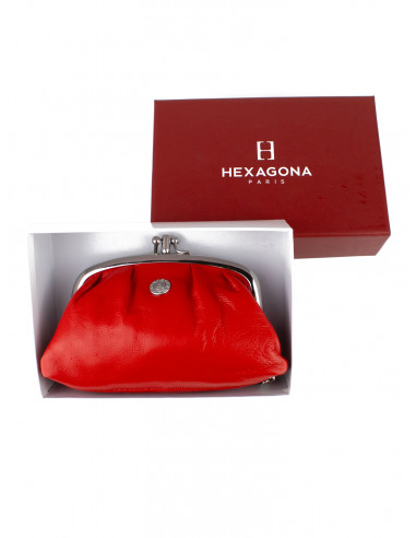 Dámská menší kožená peněženka/kosmetická taška Hexagona s kovovým zapínáním