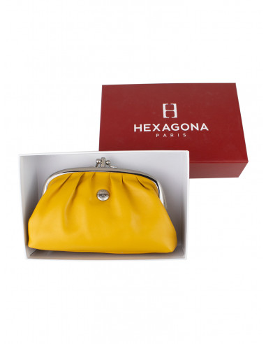 Dámská kožená peněženka/kosmetická taška Hexagona s kovovým zapínáním