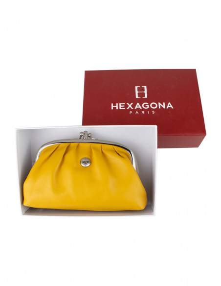 Dámská kožená peněženka/kosmetická taška Hexagona s kovovým zapínáním