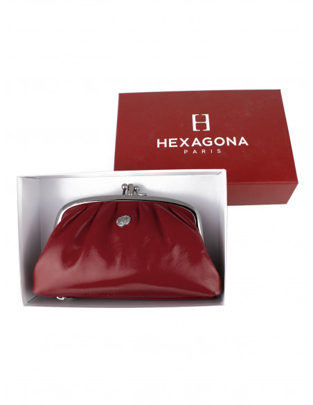 Dámská kožená peněženka/kosmetická taška Hexagona s kovovým zapínáním