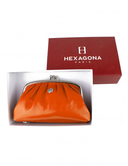 Dámská kožená peněženka/kosmetická taška Hexagona s kovovým zapínáním