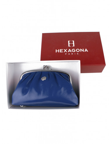 Dámská kožená peněženka/kosmetická taška Hexagona s kovovým zapínáním