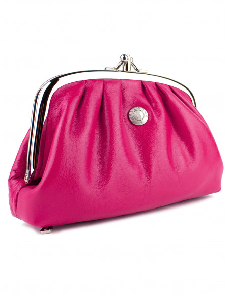 Dámská kožená peněženka/kosmetická taška Hexagona s kovovým zapínáním