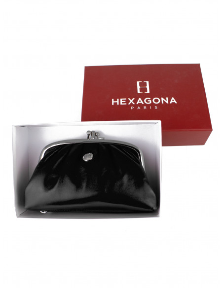 Dámská kožená peněženka/kosmetická taška Hexagona s kovovým zapínáním