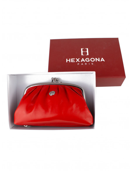 Dámská kožená peněženka/kosmetická taška Hexagona s kovovým zapínáním