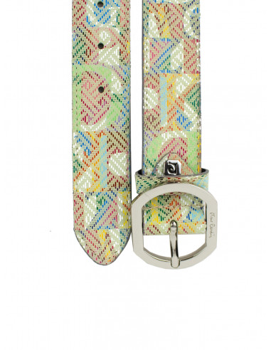 Dámský kožený pásek PC 8016/35 Pierre Cardin s barevným vzorem