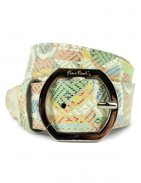Dámský kožený pásek PC 8016/35 Pierre Cardin s barevným vzorem