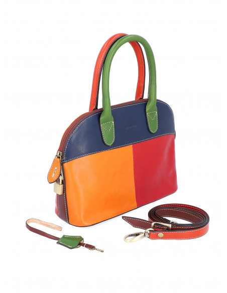 Italská kožená kabelka Cristina Rui Chiara vícebarevná a hnědá