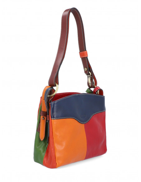 Dámská italská kožená kabelka Cristina Rui Ilaria vícebarevná a hnědá