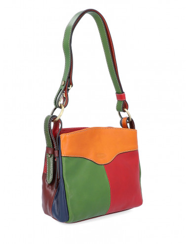 Dámská italská kožená kabelka Cristina Rui Ilaria vícebarevná a hnědá