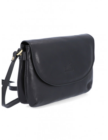 Dámská italská kožená crossbody kabelka Cristina Rui Simona černá a hnědá