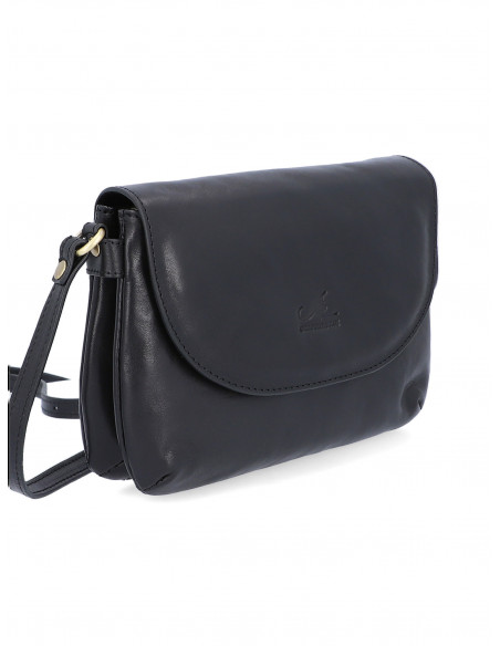 Dámská italská kožená crossbody kabelka Cristina Rui Simona černá a hnědá