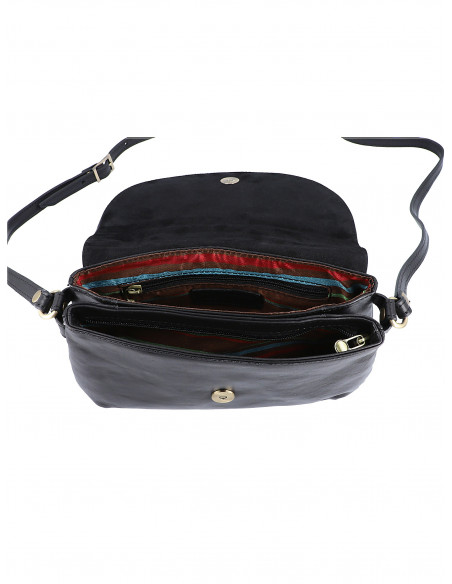 Dámská italská kožená crossbody kabelka Cristina Rui Simona černá a hnědá