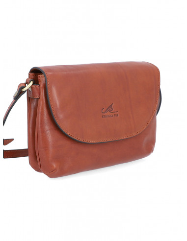 Dámská italská kožená crossbody kabelka Cristina Rui Simona černá a hnědá