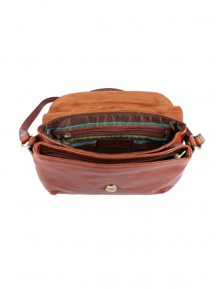 Dámská italská kožená crossbody kabelka Cristina Rui Simona černá a hnědá